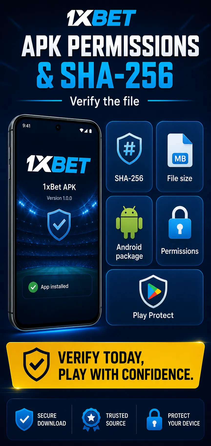 Checking the 1xbet.apk file before installation